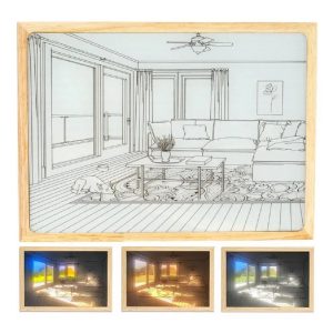 Mesés fényfestmény állítható színhőmérséklettel és fényerővel - képkeretbe épített éjszakai LED világítás - 20x26 cm (BBJ) - Image 1