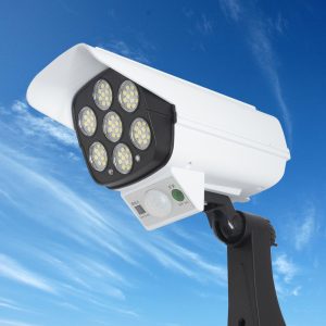 Távirányítós LED reflektor, álkamera  – napelemes, mozgásérzékelős, időjárásálló, vezeték nélküli - 77 LED (BBL) - Image 3