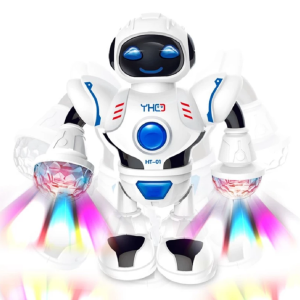 Táncoló, zenélő világító robot - karjában LED lámpákkal, forgó fénysugarakkal HT-01 (BBJ) - Image 1
