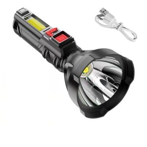 L-830 USB-ről tölthető LED zseblámpa 4 világítási móddal és kiegészítő fényforrással az oldalán (BBV) - Image 14