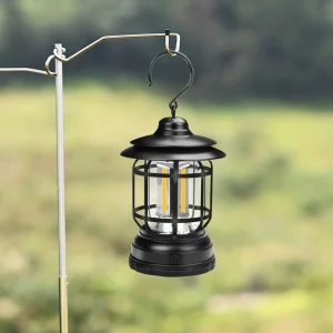 L-27 felakasztható lámpás újratölthető akkumulátorral és 1-300 lumen között állítható fényerővel - retro megjelenésű, extra erős kemping lámpa (BBD) - Image 4