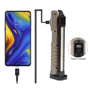 FT-18 kihajtható munkalámpa 7 világítási móddal, 3600mAh tölthető akkumulátorral és telefontartóval - szerelés közben mágnessel rögzíthető (BBV) - Image 10