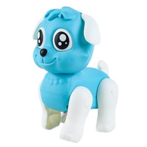 Aranyos sétáló robot kutya újratölthető akkumulátorral babáknak és gyerekeknek - világít, vidám dallamokat játszik és ritmusra mozgatja a fülét - kék (BBJ) - Image 1