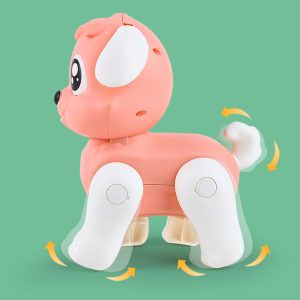 Aranyos sétáló robot kutya újratölthető akkumulátorral babáknak és gyerekeknek - világít, vidám dallamokat játszik és ritmusra mozgatja a fülét - rózsaszín (BBJ) - Image 2