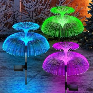 2 db-os napelemes, kültéri leszúrható lámpa szett - RGB LED medúza alakú kültéri dekor világítás (BBJH) - Image 4