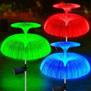 2 db-os napelemes, kültéri leszúrható lámpa szett - RGB LED medúza alakú kültéri dekor világítás (BBJH) - Image 5