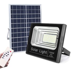Garázsba, eresz alá, teraszra is felszerelhető napelemes lámpa - 100W kültéri LED reflektor különálló szolár panellel és állítható dőlésszöggel (BBV) - Image 5