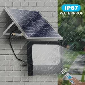 Garázsba, eresz alá, teraszra is felszerelhető napelemes lámpa - 100W kültéri LED reflektor különálló szolár panellel és állítható dőlésszöggel (BBV) - Image 4