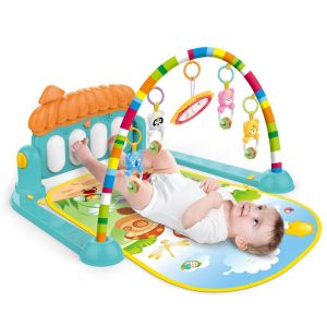 Piano Fitness baba játszószőnyeg - állatos csörgőkkel, hang-, és fényhatásokkal, altatózenével - kék  (BBJ) - Image 1