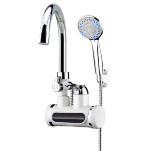 LED kijelzős vízmelegítő csaptelep - fali csatlakozású, tusrózsával (BBL) - Image 1