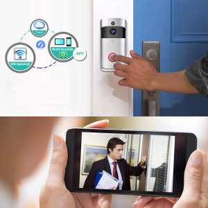 Vezeték nélküli WiFi okos kapucsengő beépített HD kamerával - mozgásérzékelővel, beépített hangszóróval, esőálló (BBV) - Image 2