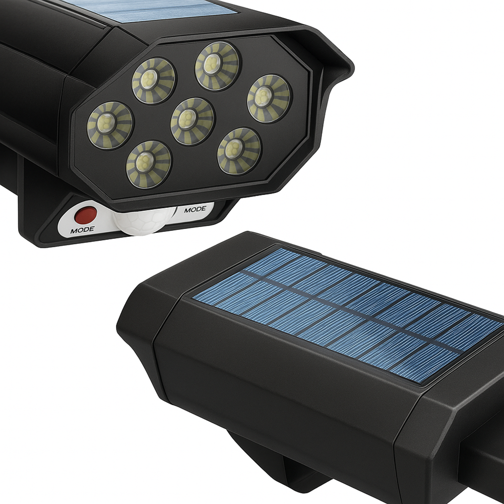 Mozgásérzékelős_napelemes_LED_lámpa_álkamerás_CCTV_hatással_kültéri_biztonsági_világítás_távirányítóval_BK_362