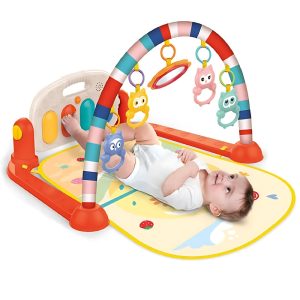 Piano Fitness baba játszószőnyeg - állatos csörgőkkel, hang-, és fényhatásokkal, altatózenével - piros (BBJ) - Image 10