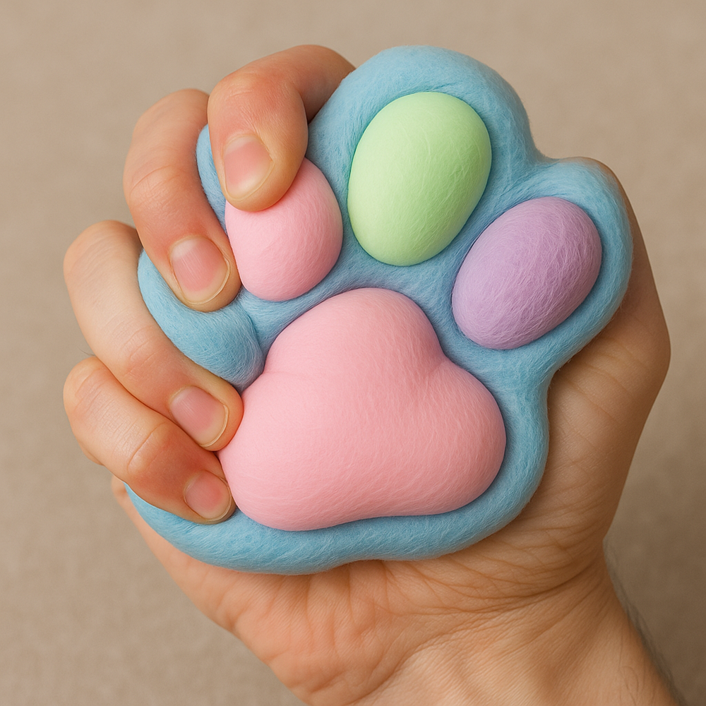 Squishy_stresszoldó_játék_színes_macskamancs_alakú_puha_nyomkodós_játék_gyerekeknek