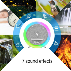 OKOP multifunkciós ébresztőóra bluetooth hangszóróval – RGB LED fény, és vezeték nélküli töltés 10W KP-575 (BBJH) - Image 3