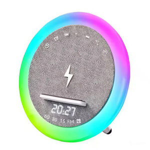 OKOP multifunkciós ébresztőóra bluetooth hangszóróval – RGB LED fény, és vezeték nélküli töltés 10W KP-575 (BBJH) - Image 1