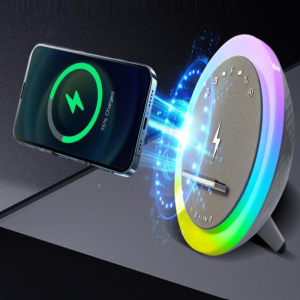 OKOP multifunkciós ébresztőóra bluetooth hangszóróval – RGB LED fény, és vezeték nélküli töltés 10W KP-575 (BBJH) - Image 9