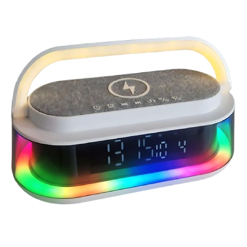 OKOP_intelligens_töltőállomás_bluetooth_hangszóróval,_Qi_kompatibilis,_FM_rádió,_SD_lejátszó_és_RGB_LED_kijelző