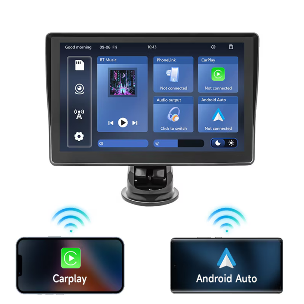 Autós multimédiás navigációs rendszer – 7-os HD érintőképernyő, CarPlay & Android Auto, Bluetooth 5.4, FMAUX, TF kártyahely SD7299 (THM)