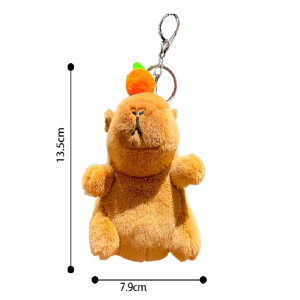 Capybara plüss kulcstartó sárgarépával– 12 cm-es aranyos állatfigura táskadísz és kulcstartó egyben (BBJ) - Image 6