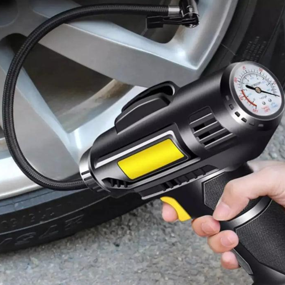 Kompakt analóg akkumulátoros autókompresszor – szivargyújtó tápellátás 10 bar nyomás, 12V motor 18 literperc levegőkapacitás (BBJH)10