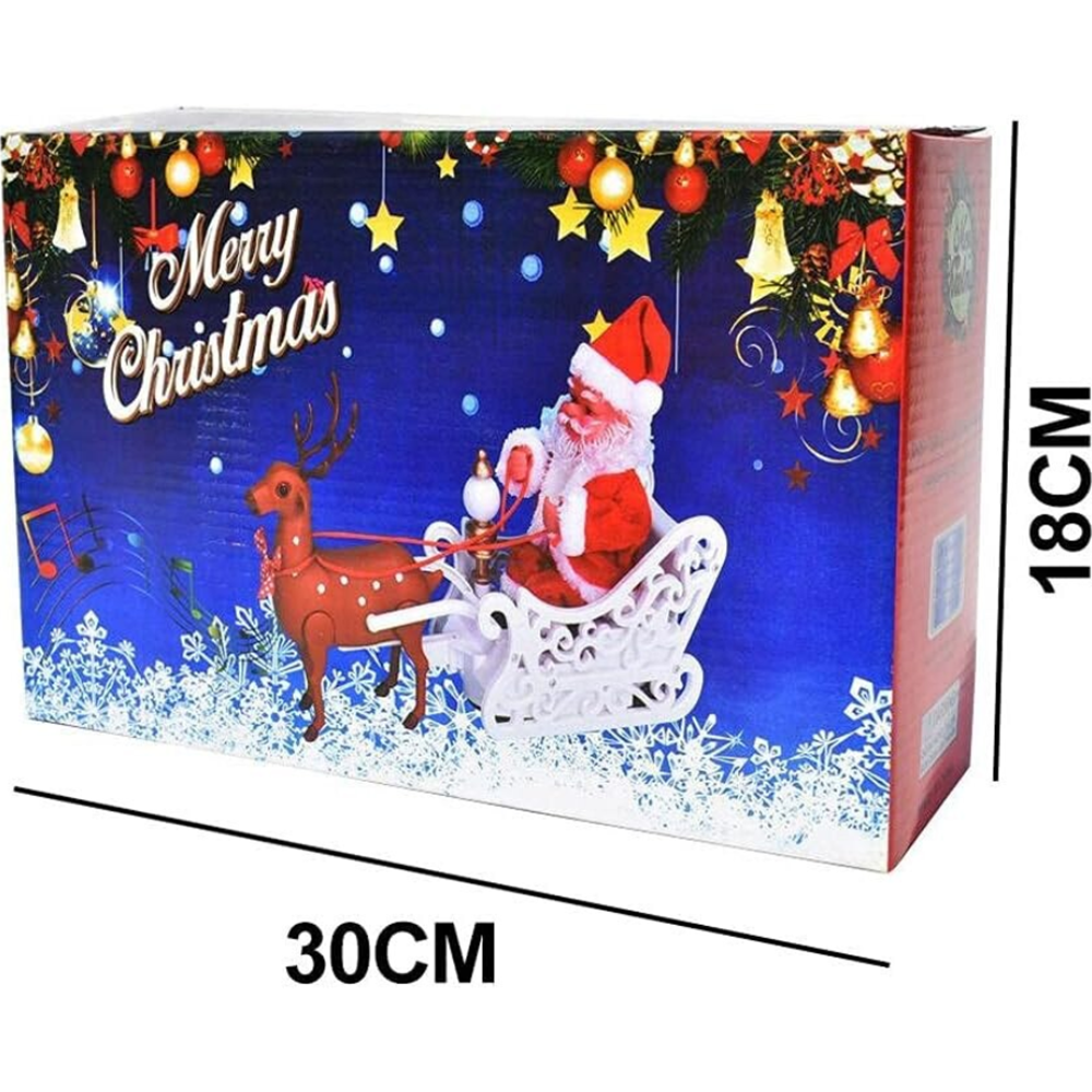 Elektromos Mikulás szán rénszarvassal és hanghatásokkal – mozgó karácsonyi dísz gyerekeknek és otthonra HS-1371-10 (BBM)1