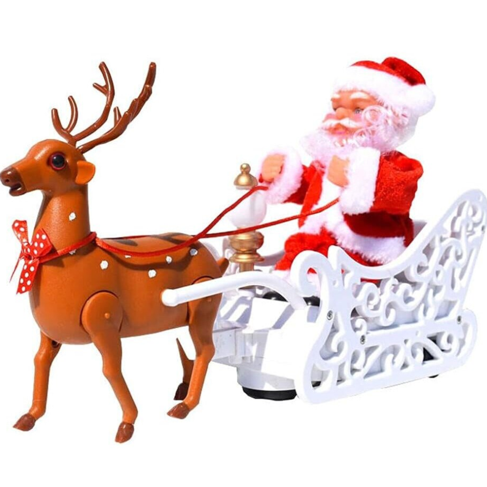 Elektromos Mikulás szán rénszarvassal és hanghatásokkal – mozgó karácsonyi dísz gyerekeknek és otthonra HS-1371-10 (BBM)5