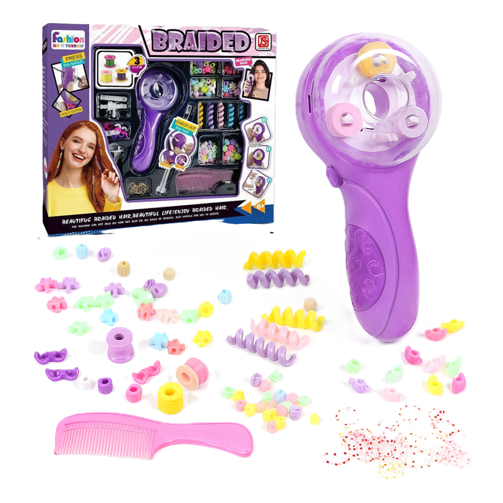 Fashion DIY automata tincskészítő készlet – 92 részes szett gyöngyökkel, szalagokkal és tincskészítőgéppel gyerekeknek (BBJ)10