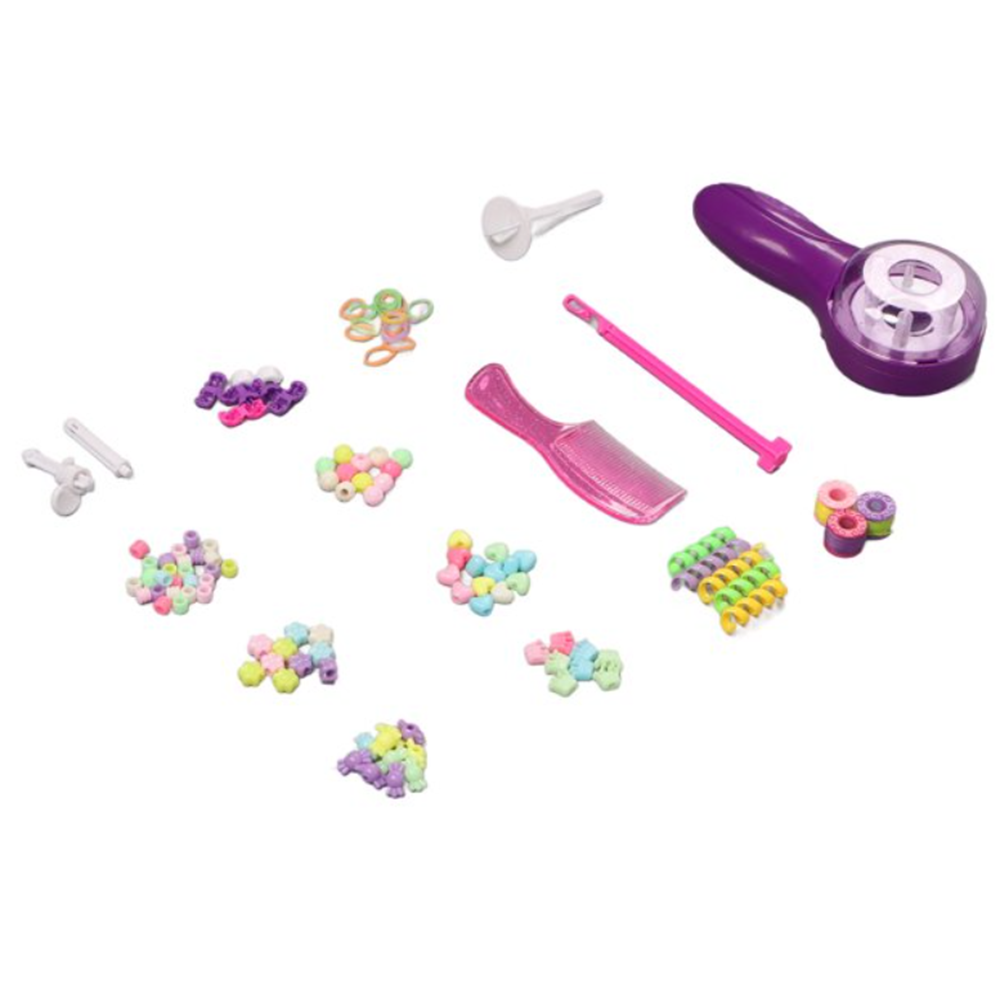 Fashion DIY automata tincskészítő készlet – 92 részes szett gyöngyökkel, szalagokkal és tincskészítőgéppel gyerekeknek (BBJ)2