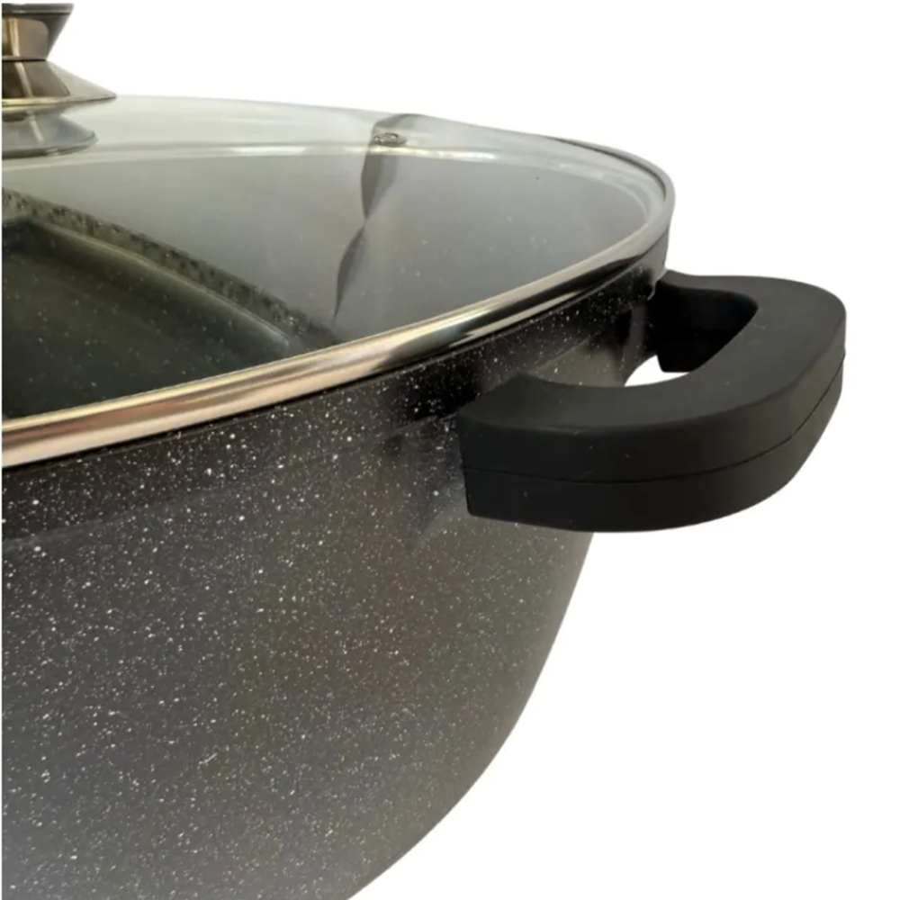 Royalty Line márványbevonatú 40 cm-es lábas – 19,5L nagykapacitású tapadásmentes főzőedény üvegfedővel RL-BS40MG2