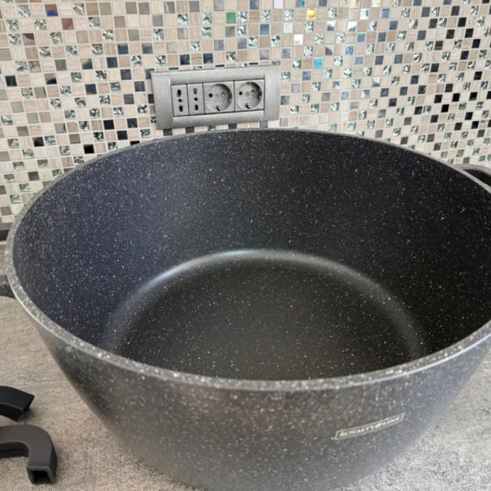 Royalty Line márványbevonatú 40 cm-es lábas – 19,5L nagykapacitású tapadásmentes főzőedény üvegfedővel RL-BS40MG3