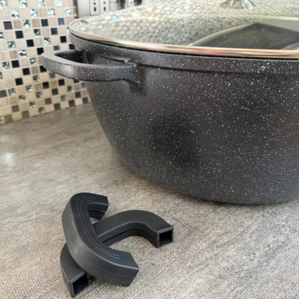 Royalty Line márványbevonatú 40 cm-es lábas – 19,5L nagykapacitású tapadásmentes főzőedény üvegfedővel RL-BS40MG4