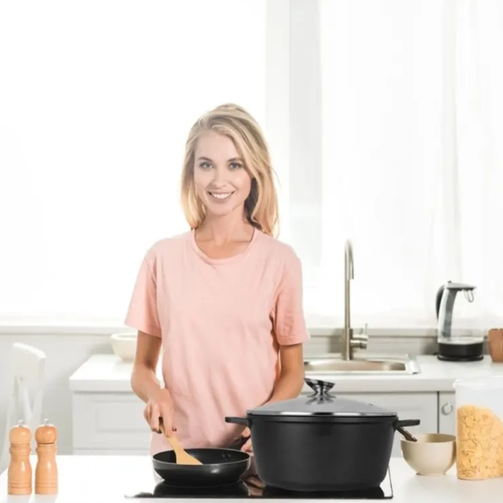 Royalty Line márványbevonatú 40 cm-es lábas – 19,5L nagykapacitású tapadásmentes főzőedény üvegfedővel RL-BS40MG7