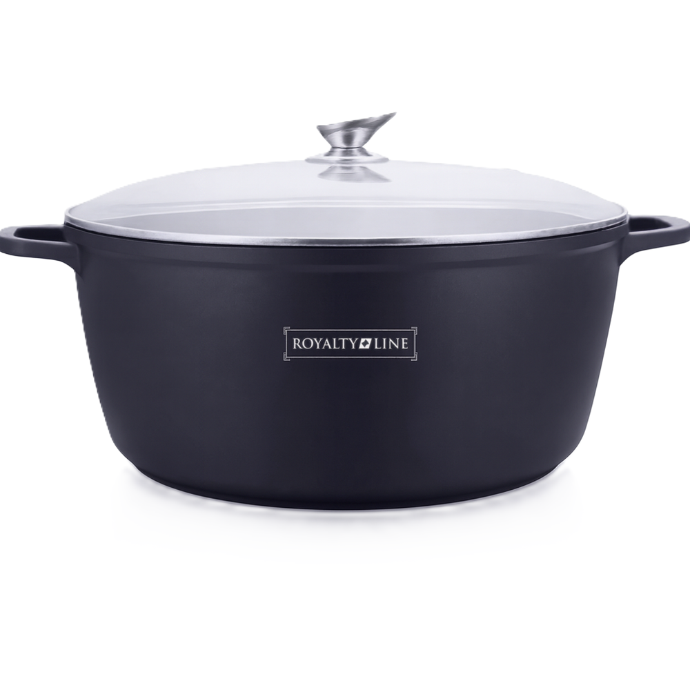Royalty Line márványbevonatú 44 cm átmérőjű 23,4L kapacitású lábas – nagyméretű tapadásmentes főzőedény üvegfedővel RL-BS44ML (BBA)1