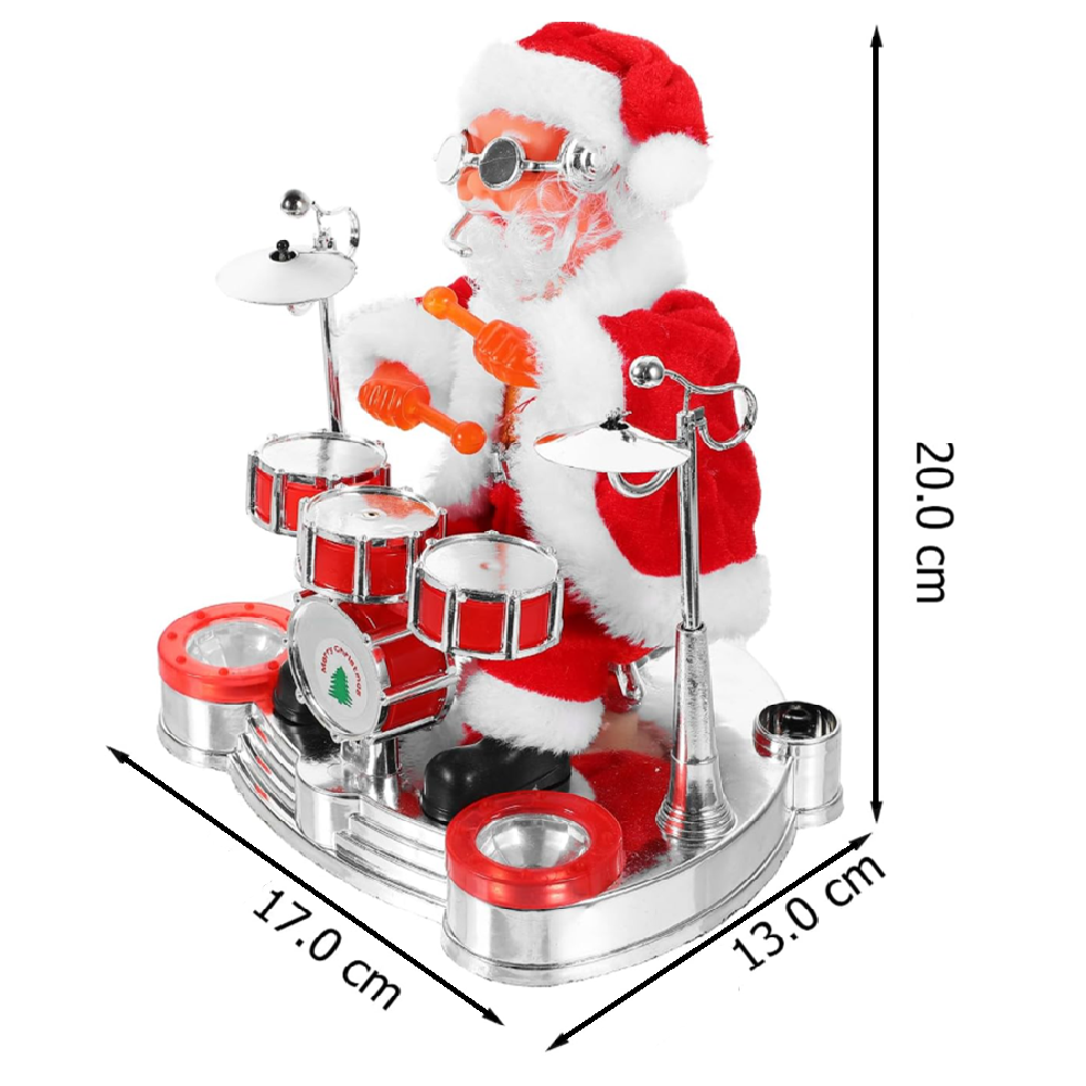 Táncoló, éneklő party Mikulás figura – zenélő és mozgó doboló karácsonyi dekoráció, vidám ünnepi hangulathoz HS272-8 (BBM)5