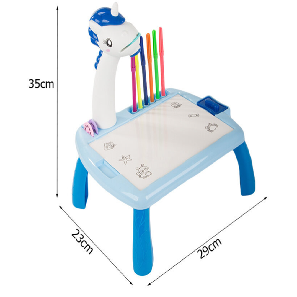 Unikornisos, zenélő, kivetítős rajzasztal színes filcekkel (BBJ)88
