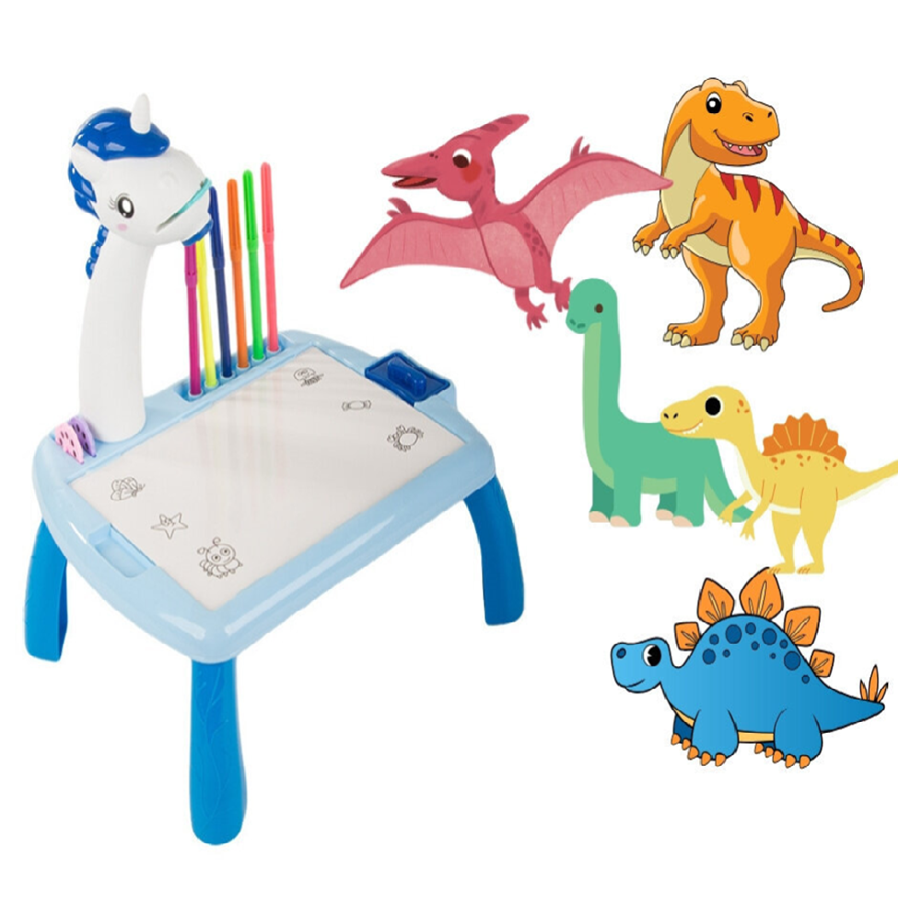 Unikornisos, zenélő, kivetítős rajzasztal színes filcekkel (BBJ)99