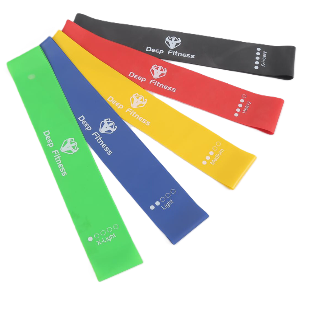 5 darabos elasztikus edzőszalag készlet – különböző erősségű gumis fitnesz szalagok otthoni edzéshez, nyújtáshoz és rehabilitációhoz (BLLV)4