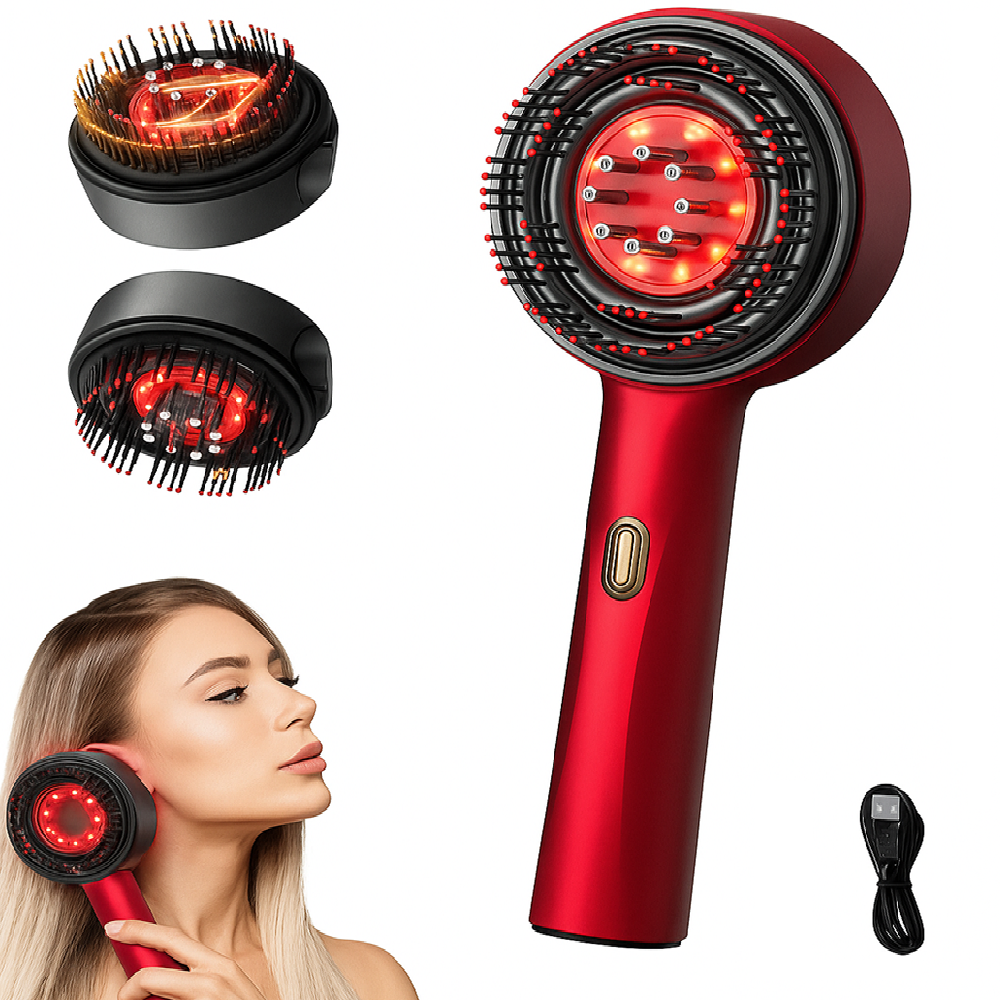 Elektromos fejbőr masszázskefe infravörös fénnyel és beépített olajadagolóval – USB-s hajápoló masszírozó (BBM)