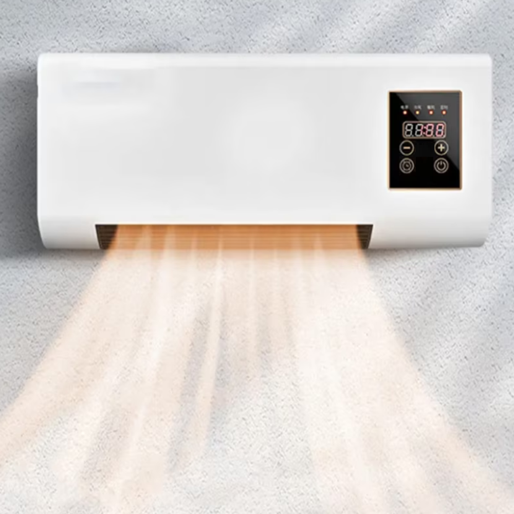 Fali elektromos fűtő- és hűtőtest – 1500 W teljesítményű, 2 fokozatú, időzítővel és távirányítóval, 20 m²-es helyiségig (BBM)2