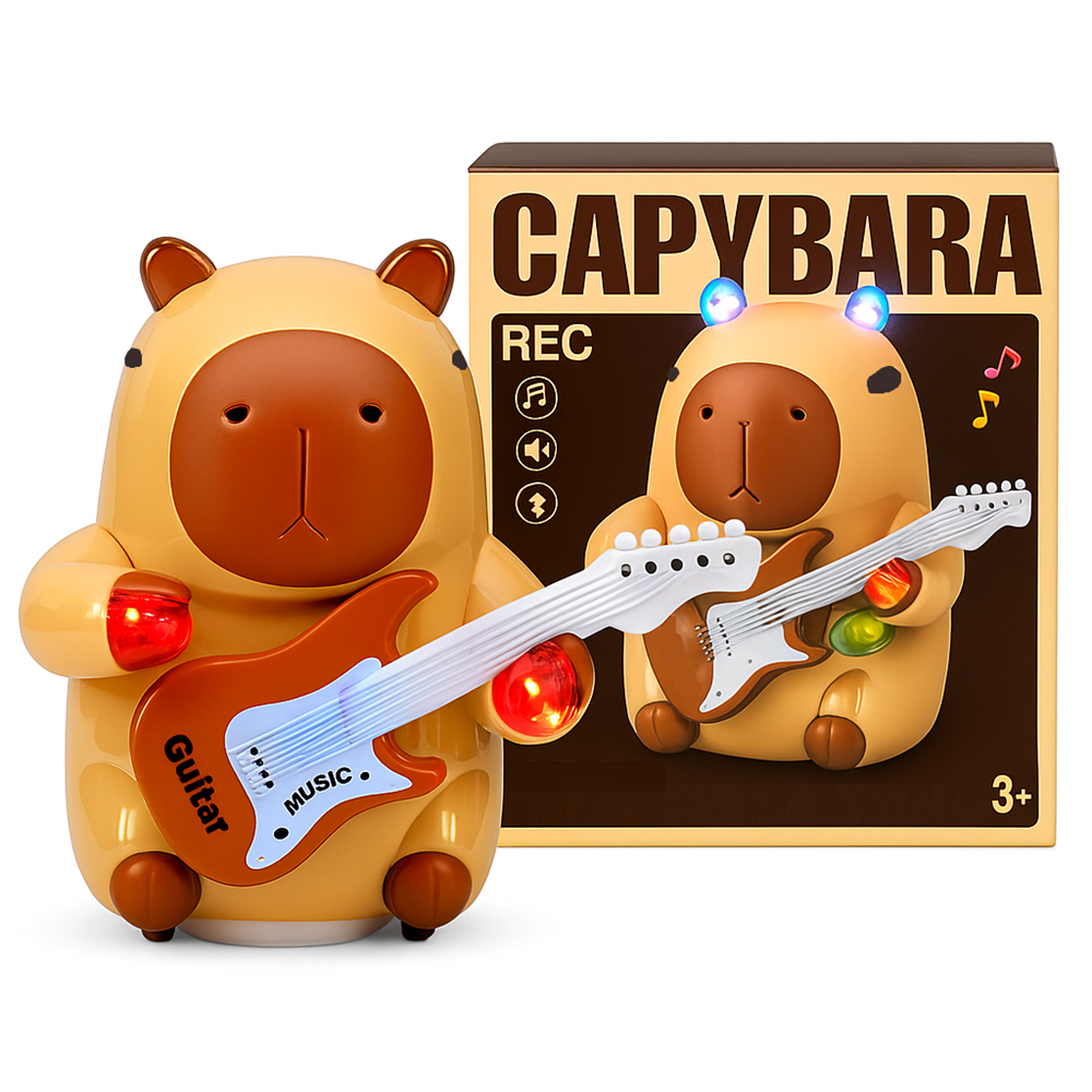 Gitározó capybara figura – zenélő és világító interaktív játék gyerekeknek 332A (BBJ)