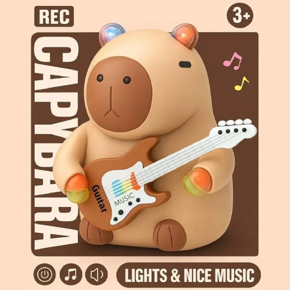 Gitározó capybara figura – zenélő és világító interaktív játék gyerekeknek 332A (BBJ)3