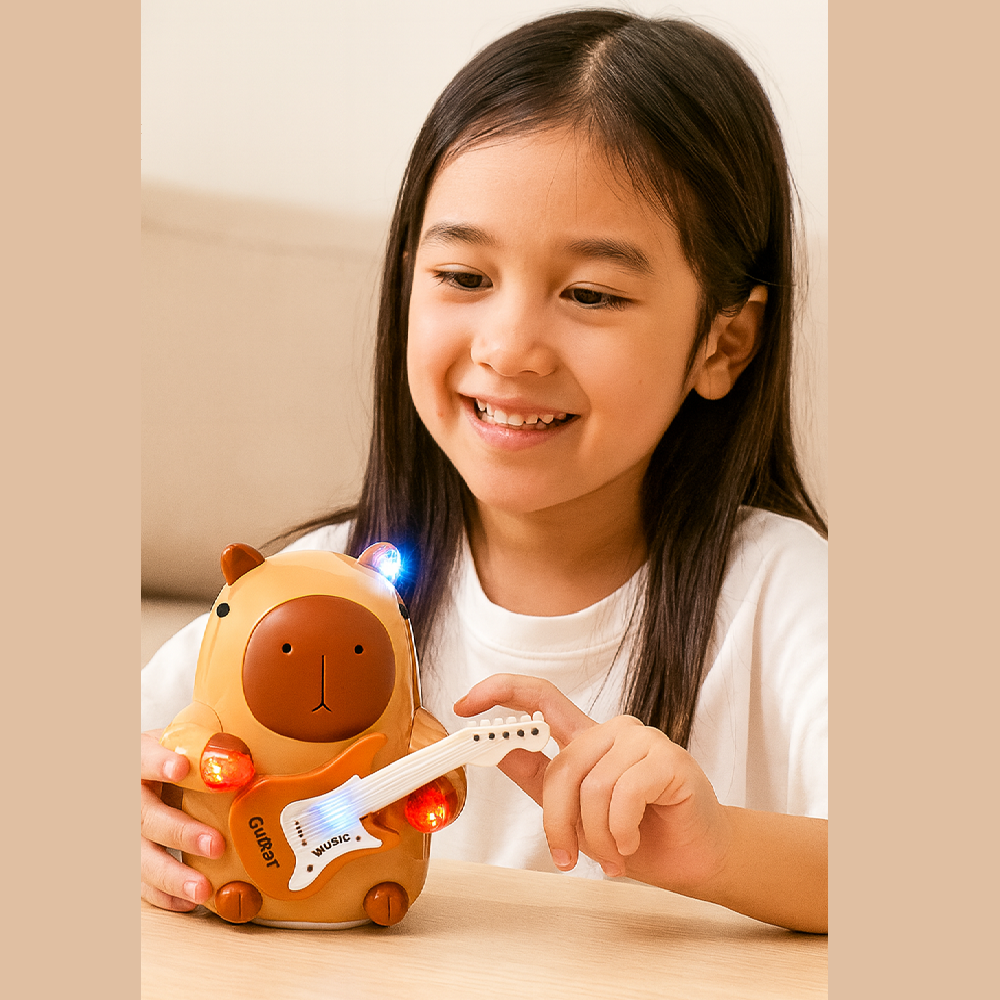 Gitározó capybara figura – zenélő és világító interaktív játék gyerekeknek 332A (BBJ)33