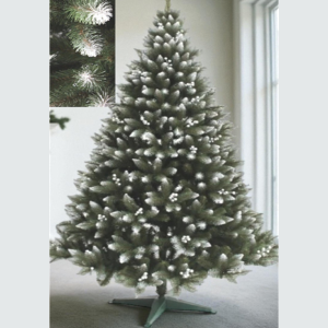Havas ezüst lucfenyő berkenyés díszítéssel – 160 cm-es élethű karácsonyfa (BBD) - Image 5