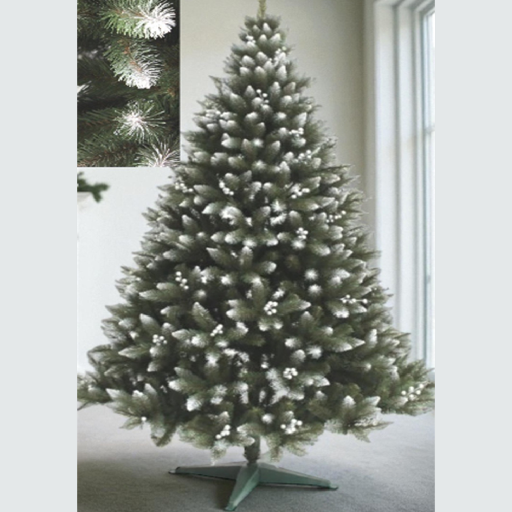 Havas ezüst lucfenyő berkenyés díszítéssel – 160 cm-es élethű karácsonyfa (BBD)