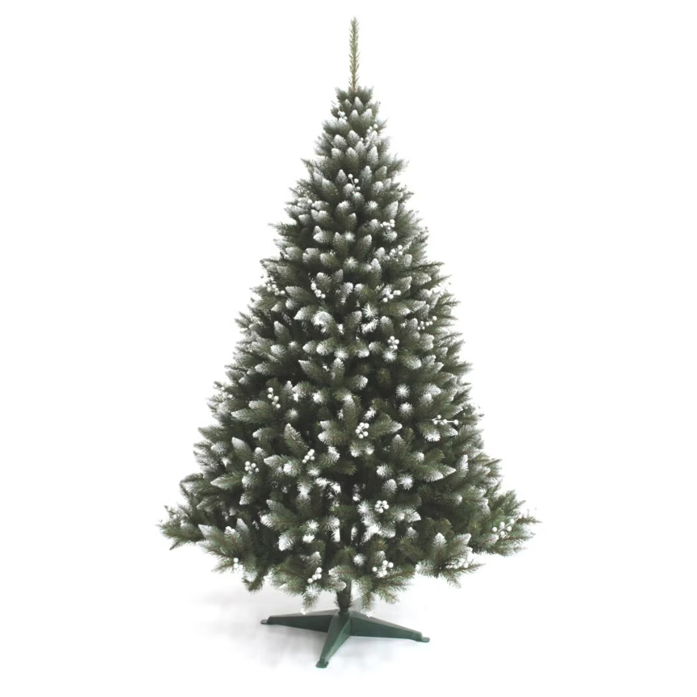 Havas ezüst lucfenyő berkenyés díszítéssel – 160 cm-es élethű karácsonyfa (BBD)1