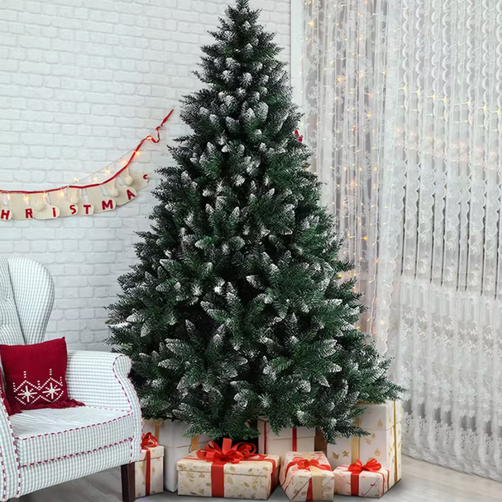 Havas ezüst lucfenyő berkenyés díszítéssel – 160 cm-es élethű karácsonyfa (BBD)3