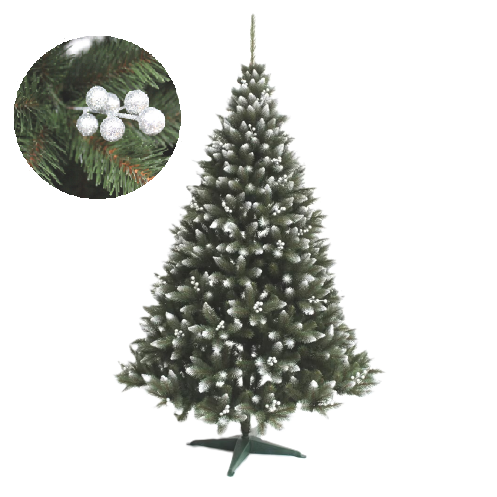Havas ezüst lucfenyő berkenyés díszítéssel – 160 cm-es élethű karácsonyfa (BBD)4