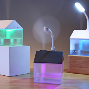 Házikó alakú ultrahangos párologtató diffúzor – LED világítással, halk működésű párásító otthonra és irodába 250 ml - fekete (FX) (BLLV) - Image 5