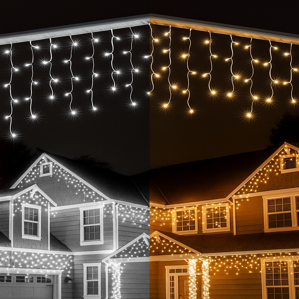 Karácsonyi 240 LED ablak- és beltéri dekoráció, energiatakarékos ünnepi fényfüzér – választható színben (SB)